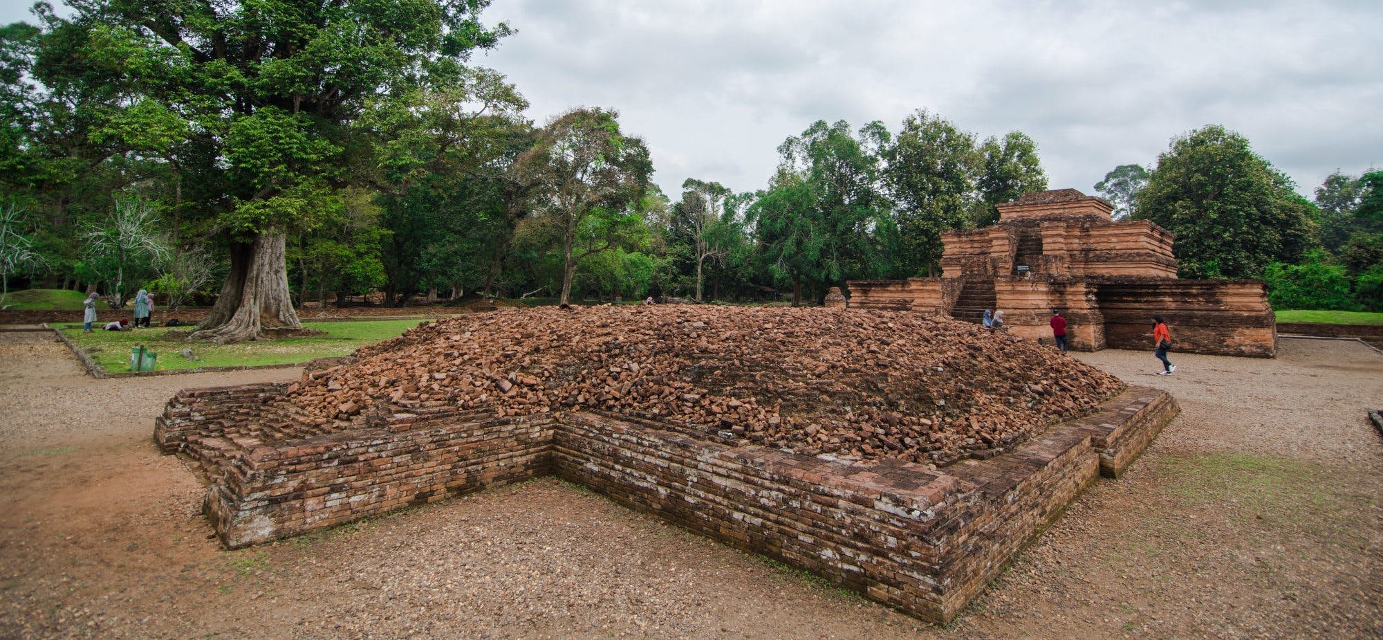 jambi, September-2018,View of Candi Muara Jambi complex on a cloudy day. Candi Muara Jambi is a Buddhist temple complex located in Jambi province - indonesia